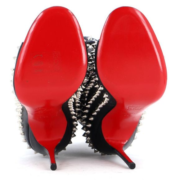 Christian Louboutin Women's Guerilla Peep Toe Slouchy Ankle Boots Studded Leathe - Picture 4 of 4